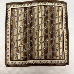 Brown and Cream Patterned Silk Pocket Square